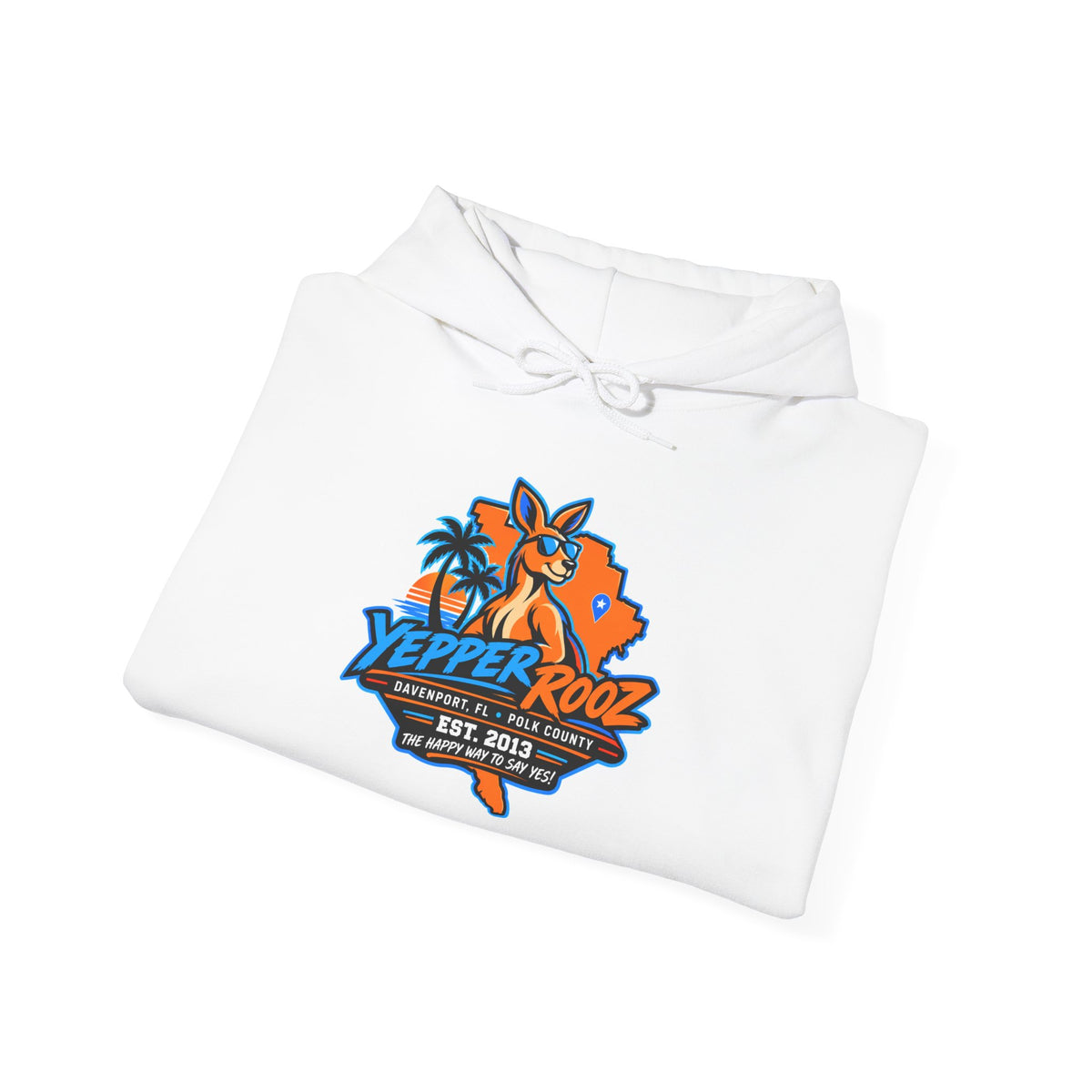 Yeppers Rooz Florida Map Hoodie – Retro Palm Tree & Fox Design