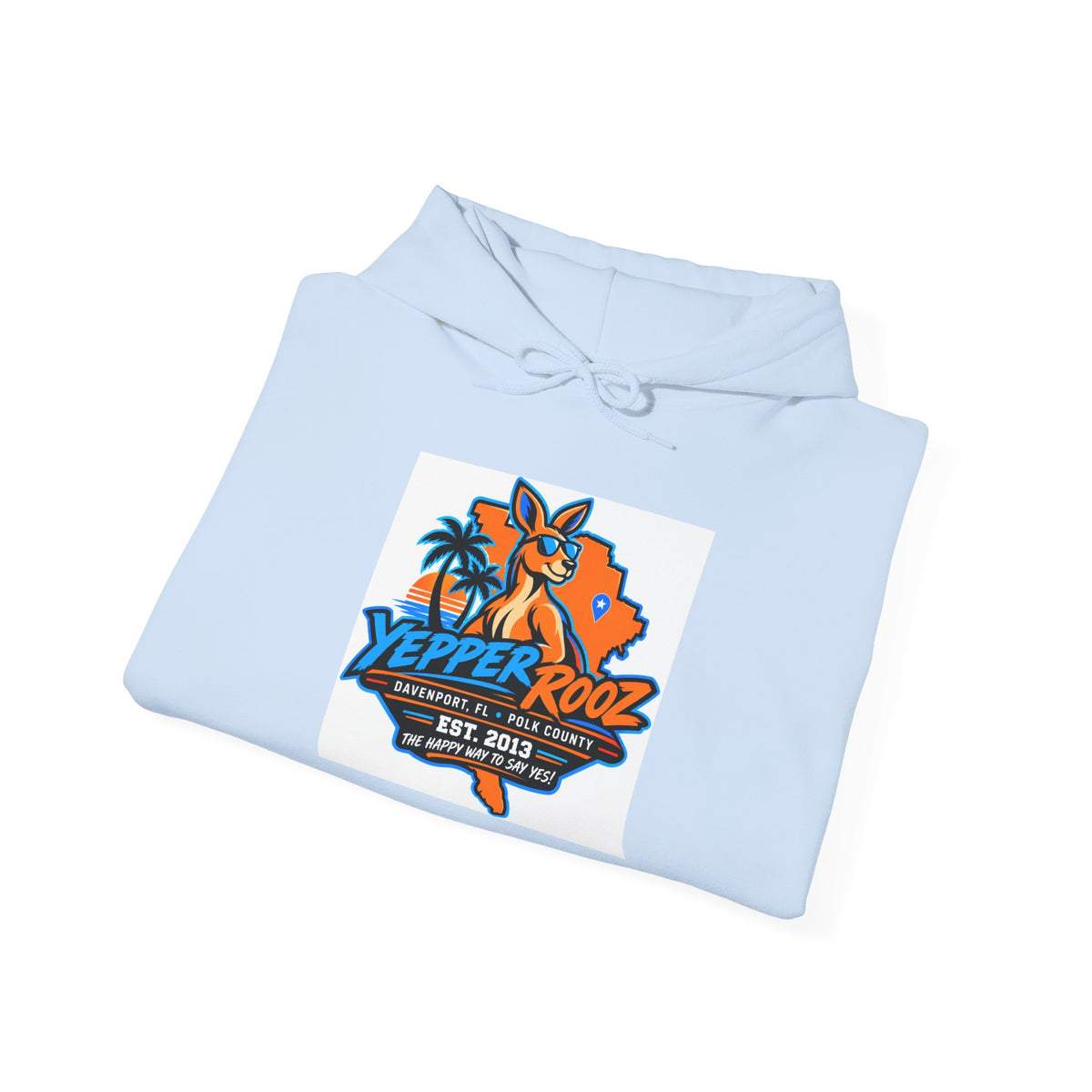 Yeppers Rooz Florida Map Hoodie – Retro Palm Tree & Fox Design