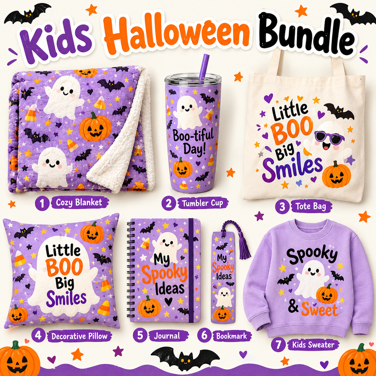 Kids Halloween Boo Crew Bundle – 7 Piece