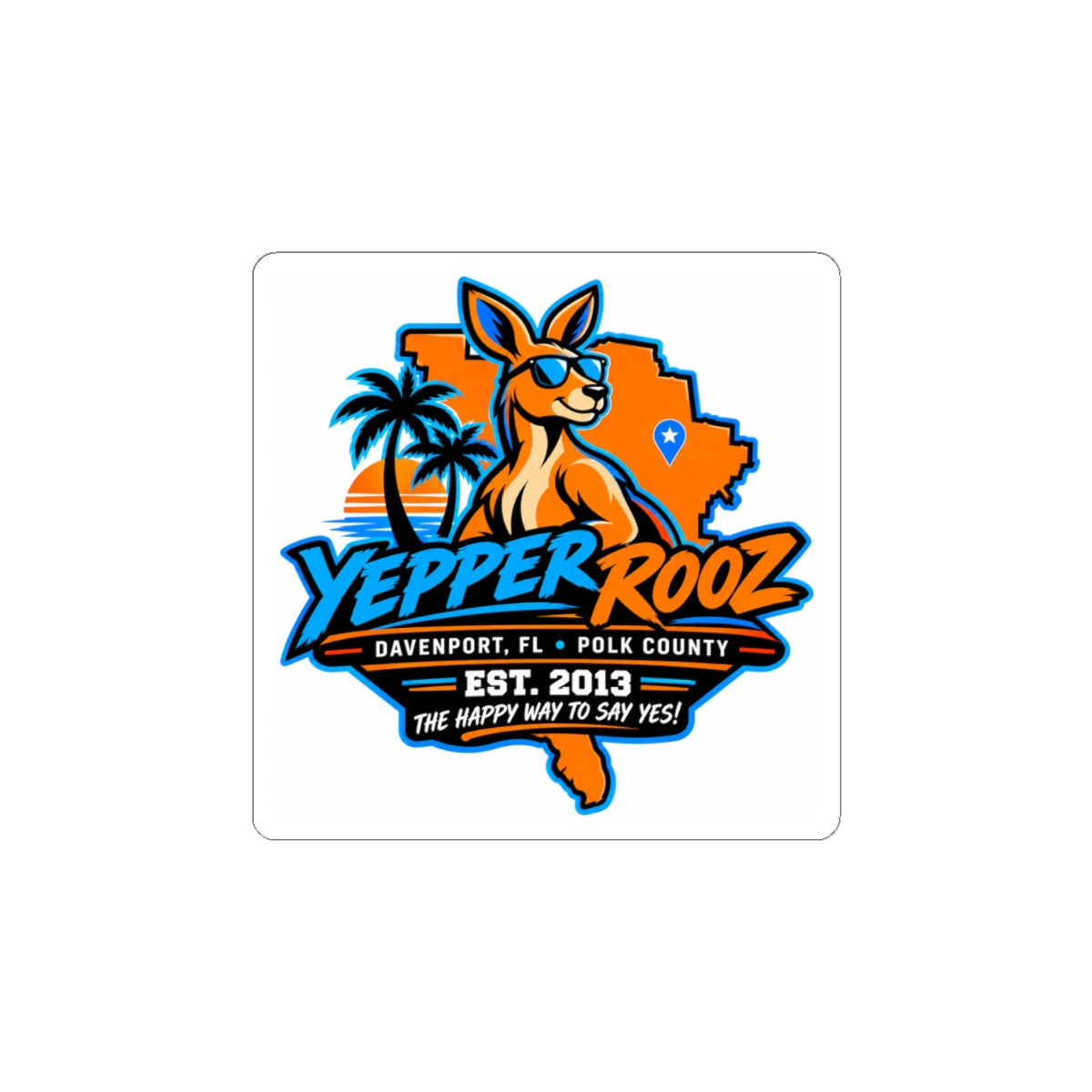 Yeppers Rooz Florida Logo Kiss-Cut Sticker — Davenport, FL Polk County Souvenir